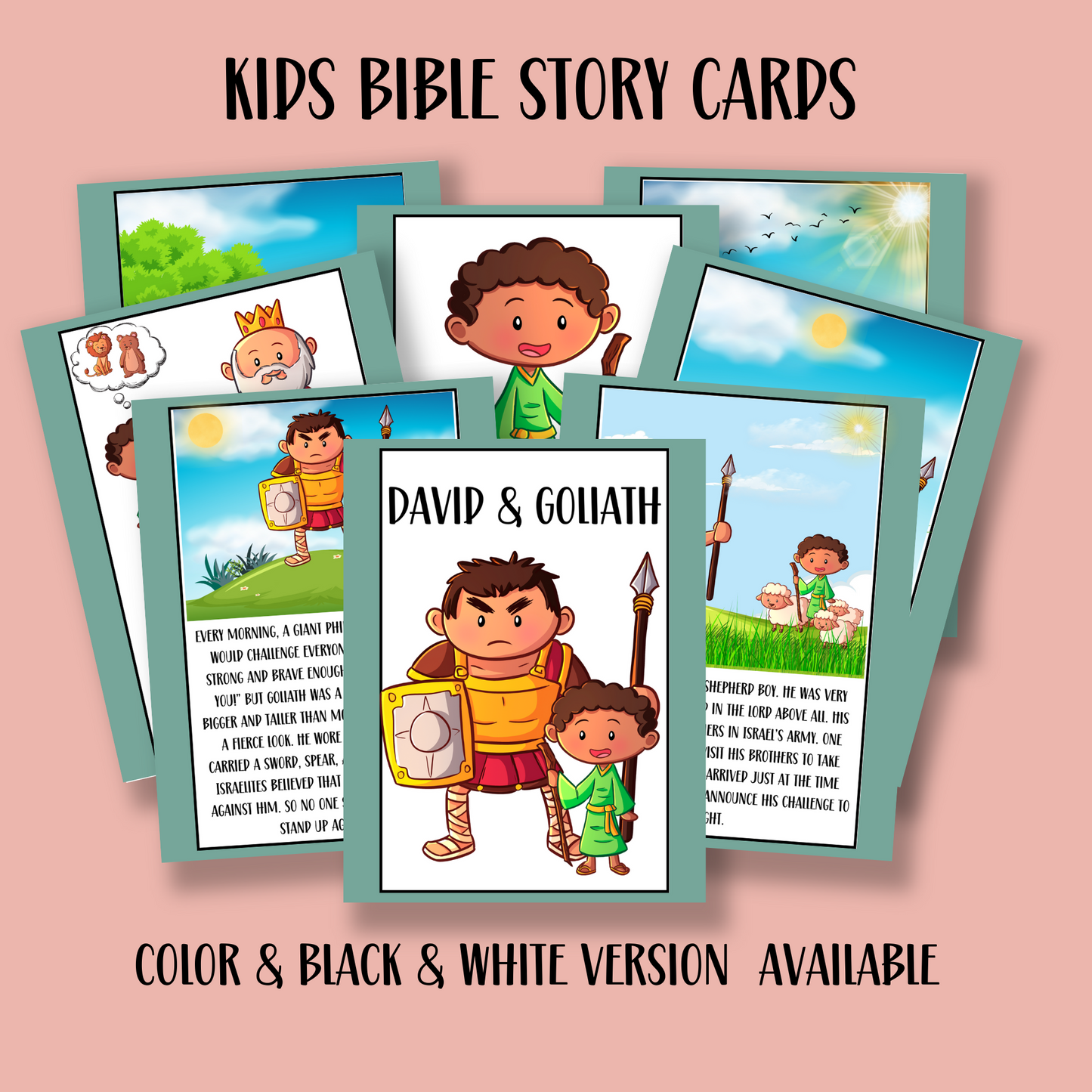 David and Goliath Mini PLR Bible Story Cards