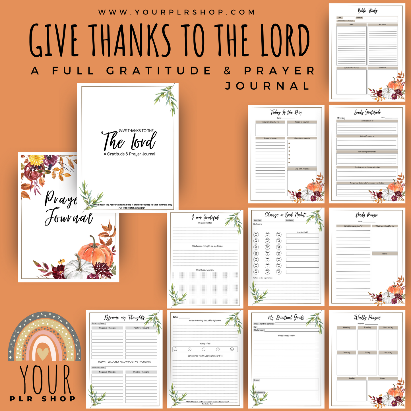 A Gratitude & Prayer Journal (PLR)- Give Thanks to The Lord