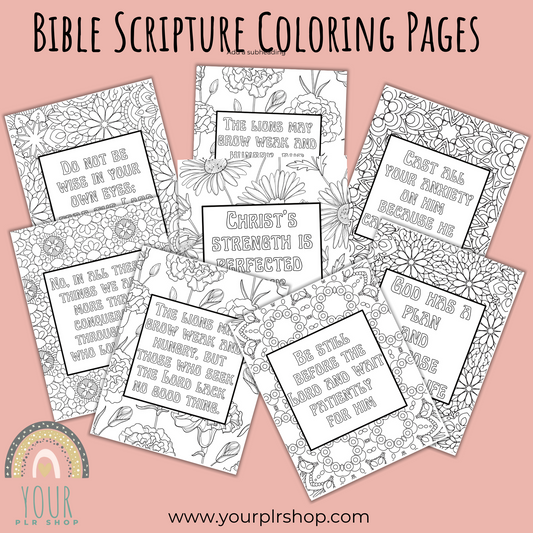 Bible Scripture 30 page Coloring Book PLR