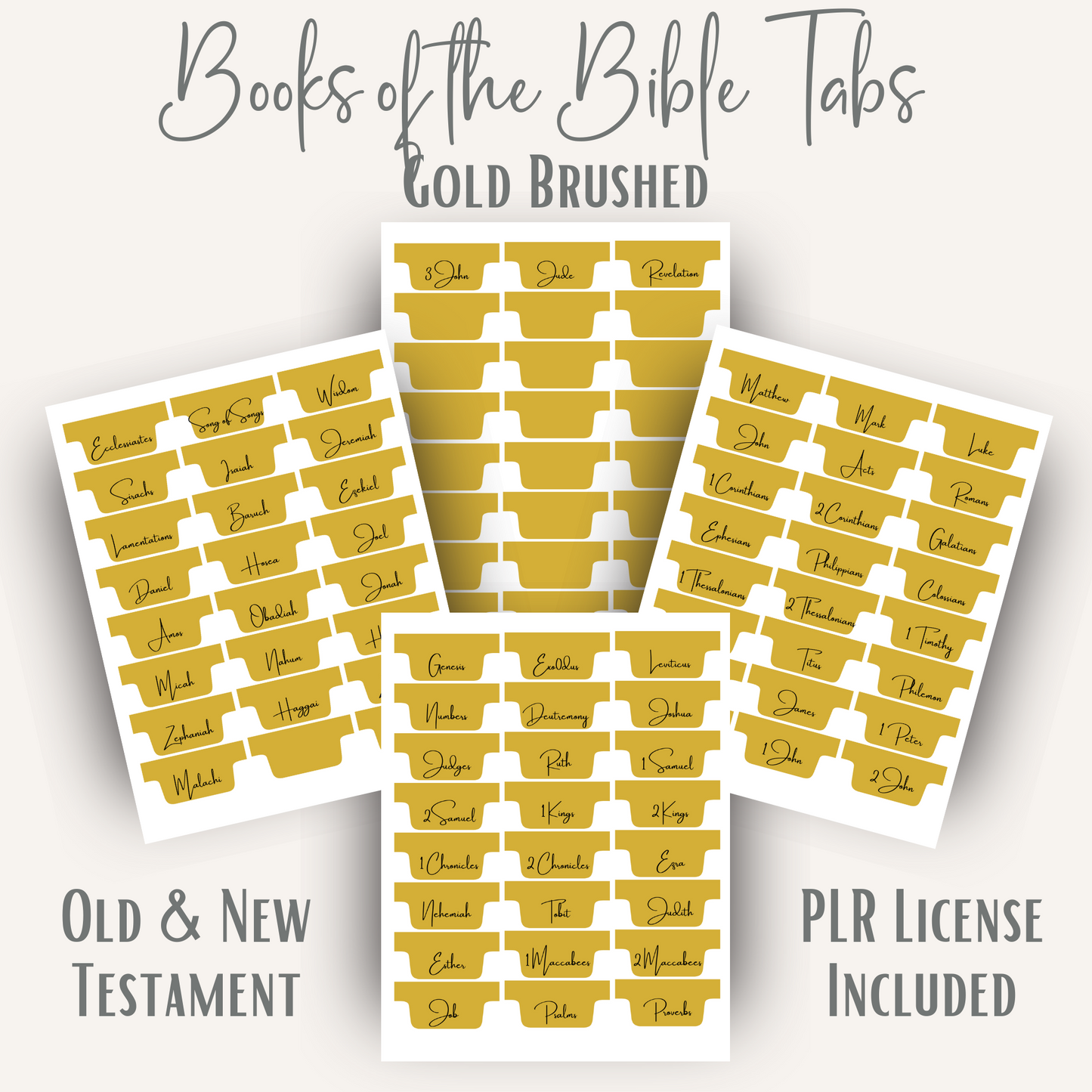 Exquisite Gold Brush Bible Book Tabs
