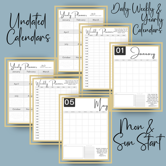 Undated Minimalistic Calendars (PLR License Incl)