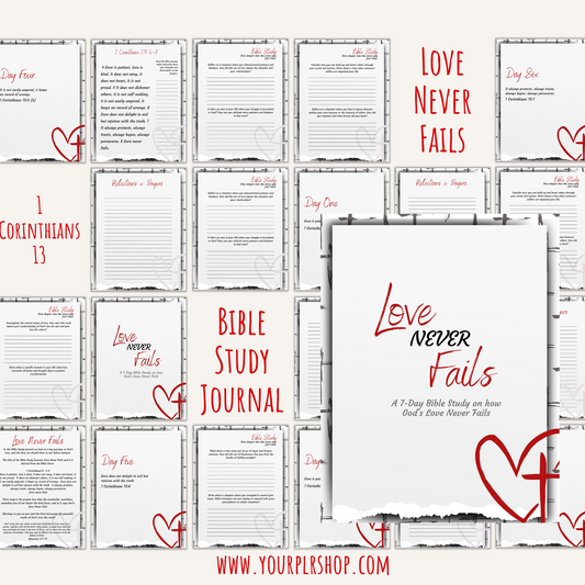 PLR 7 Day Bible Study Workbook: Love Never Fails